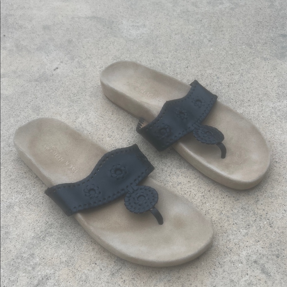 Jack Rogers Women's Black Signature Comfort Footbed Sandals Size 12